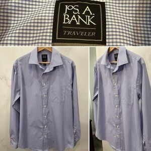 Jos A Bank Men’s Traveler Stretch, Slim Fit Blue/white/purple Button Up 16.5/36